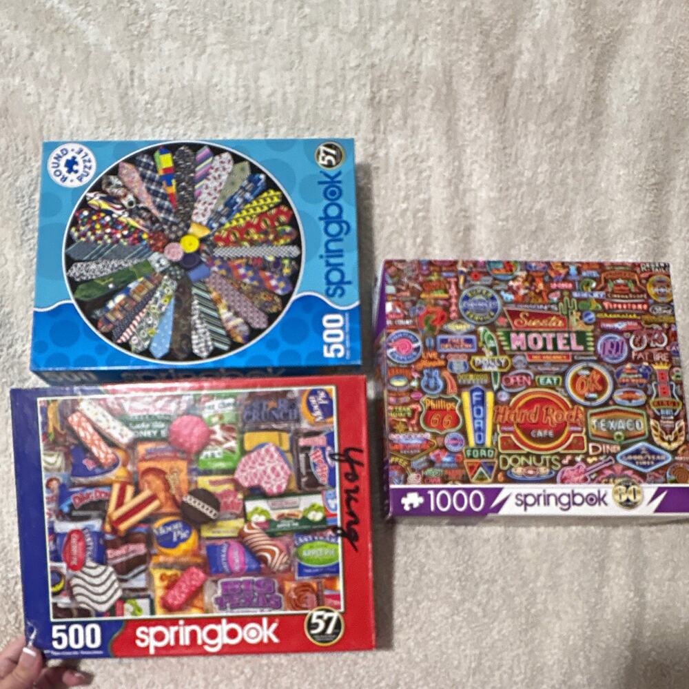 Lot of 3 Springbok Puzzles, smoke free, non shedding pet home 1000, 2x 500